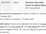 Geniuses Gym Corona Virus Exposure Site