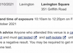 Lavington Square Corona Virus Exposure Site