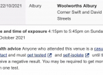 Woolworths Albury Corona Virus Exposure Site