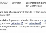 Bakers Delight Lavington Covid Virus Exposure